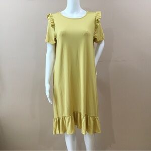 NEW Ces femme jersey midi dress solid yellow